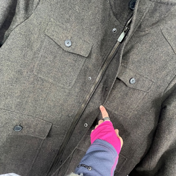 NWOT |•DOCKERS•| Brown Herringbone Military Style Wool Blend Winter Coat Size XL - Picture 8 of 16